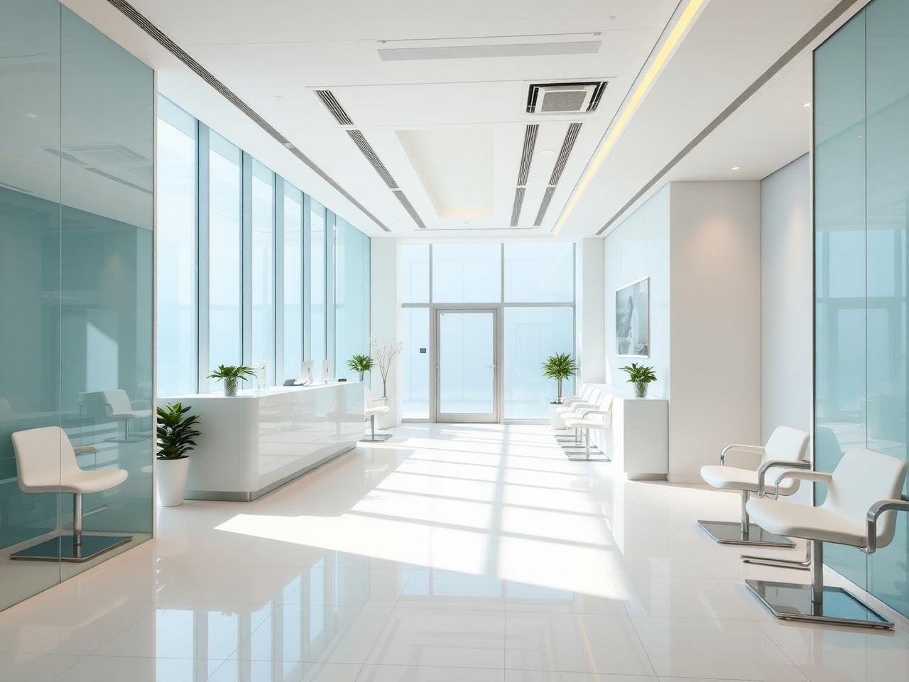 Recepción luminosa de una clínica privada moderna